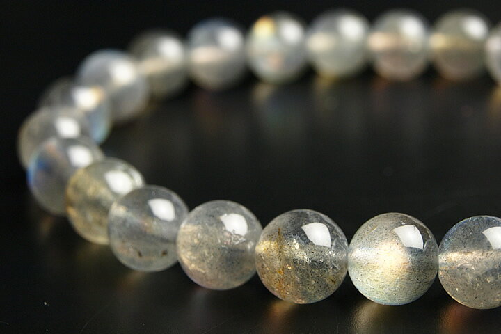 8mmピンクラブラドライトブレスレット宝石質グレード++