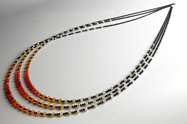 ブラックスピネル×メキシカンオパールネックレス(インド加工) 3連タイプ
