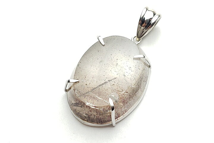 37.75ctピンクファイヤークォーツペンダントトップ ブラジル産 シルバー925フレーム ロジウム加工