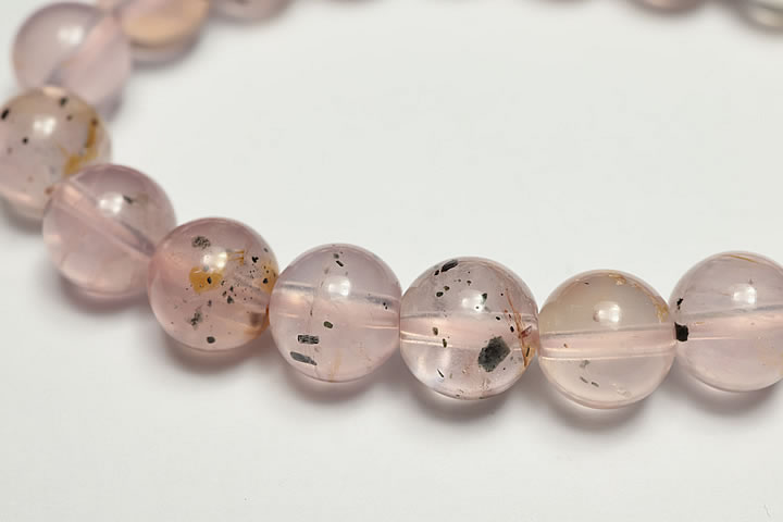 9.5mmパイライトインローズクォーツブレス ディープカラーファイナルグレード　マダガスカル産