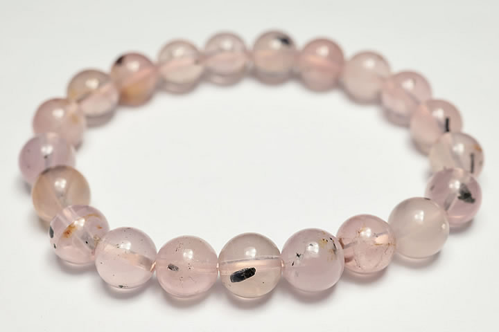 9mmパイライトインローズクォーツブレス ディープカラーファイナルグレード　マダガスカル産