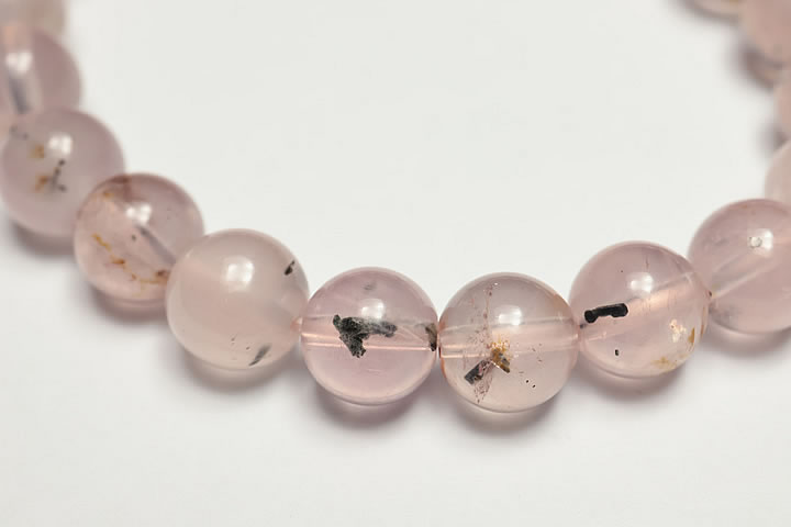 9mmパイライトインローズクォーツブレス ディープカラーファイナルグレード　マダガスカル産