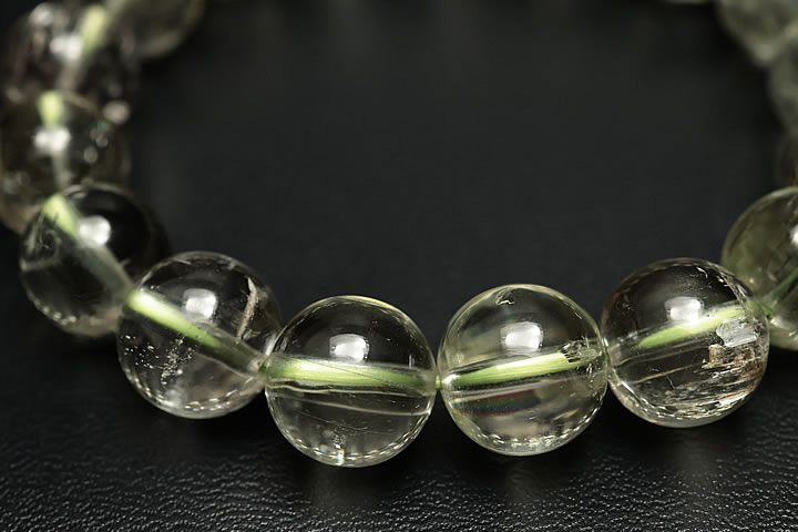 11.5mm グリーンクンツァイト(ヒデナイト)ブレスレットファイナルグレード++++ パキスタン産