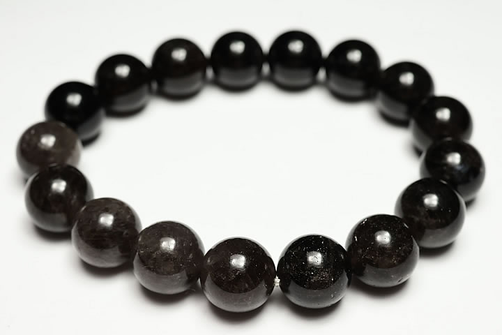 12mm山梨県黒平産黒水晶ブレスレット　ファイナルグレード　販売証明書付き