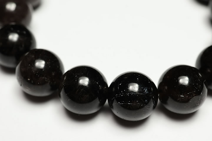 12mm山梨県黒平産黒水晶ブレスレット　ファイナルグレード　販売証明書付き
