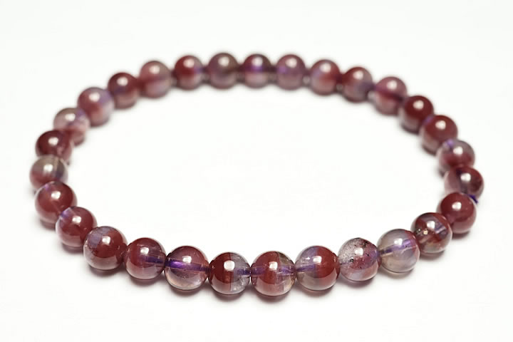 超レア品6mmレッドファントムアメジストブレスレット　プレミアムグレード
