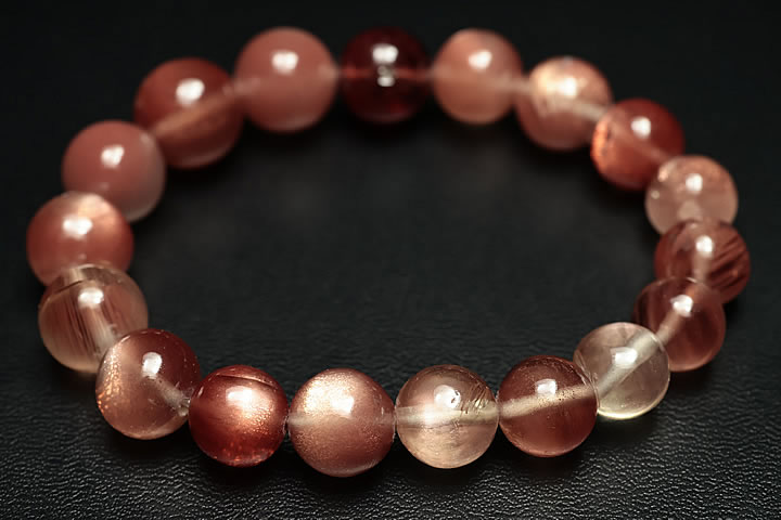 10～12.5mmオレゴンサンストーンブレスレット　ファイナルグレード　アメリカオレゴン州産　鑑別書付き