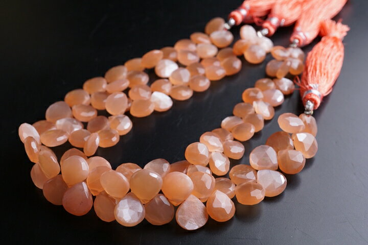 オレンジムーンストーン　マロンカット　連売り20センチ(インド加工)