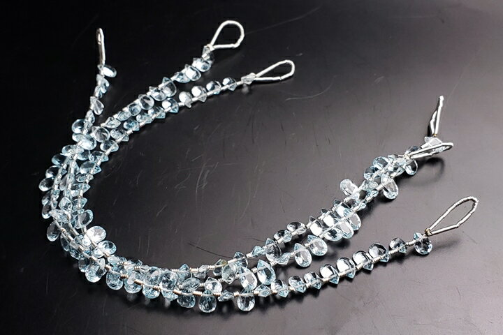 ブルートパーズ　ペアカット　連売り18センチ(インド加工)