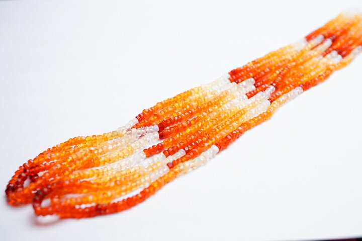 ファイヤーオパール　ボタンカット　連売りビーズ40センチ(インド加工)