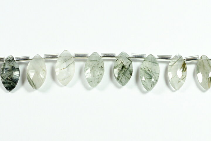 ブラックルチルクォーツ マーキスカット 連売り15センチ(インド加工)