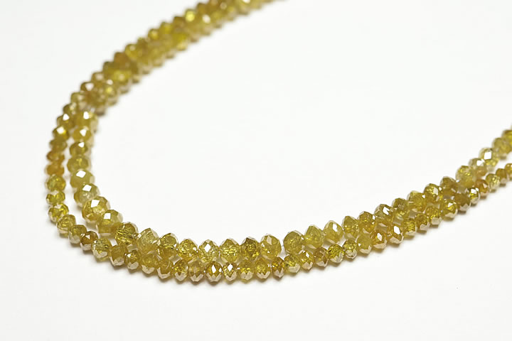 超レア品！1.6～2.8mm イエローダイヤモンド ボタンカット 連売り40センチ...