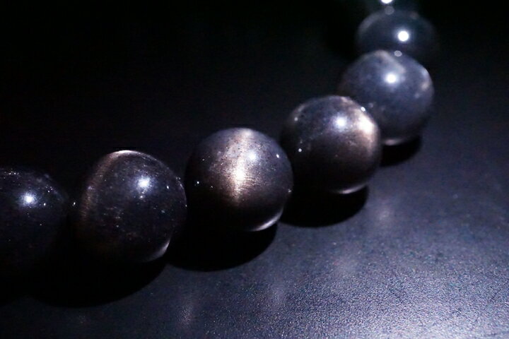 9.5mmブラックゴールデンサンストーンブレスレット ファイナルグレード++