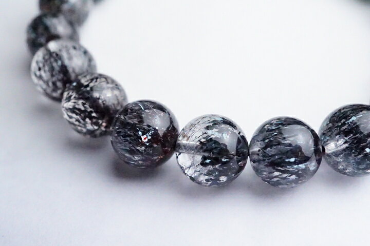 9.5mmマダガスカル産スーパーセブンブレスレット ブルーシャイニングカラー ファイナルグレード++