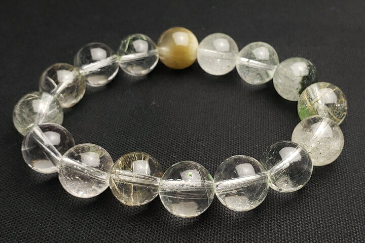 ガーネッシュヒマール産　12.5mmクローライトインクォーツブレスレット　ファイナルグレード++