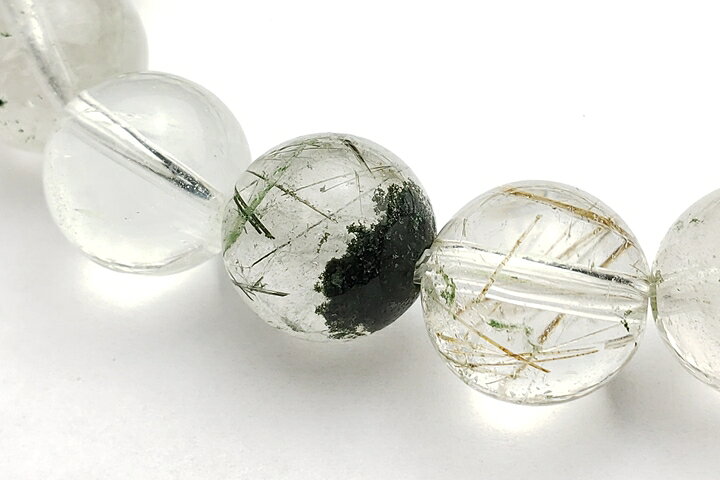 ガーネッシュヒマール産　12.5mmクローライトインクォーツブレスレット　ファイナルグレード++