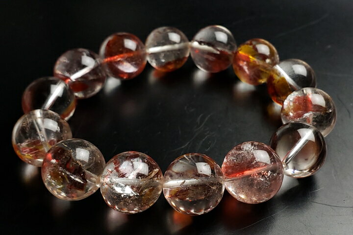 16mm天然オーラクォーツブレスレット　ファイナルグレード+　鑑別書付　ブラジル産