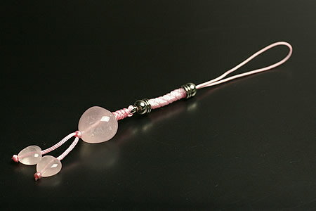 ローズクォーツハート携帯ストラップ