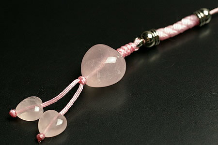 ローズクォーツハート携帯ストラップ