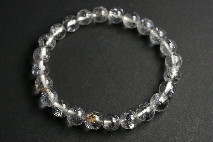 8mm10Aスティブナイトインクォーツブレスレット(輝安鉱入り)ルーマニア産