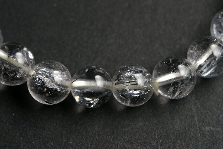 8mm10Aスティブナイトインクォーツブレスレット(輝安鉱入り)ルーマニア産