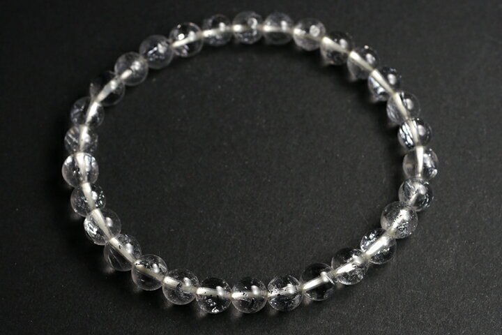 5mm10Aスティブナイトインクォーツブレスレット(輝安鉱入り)ルーマニア産