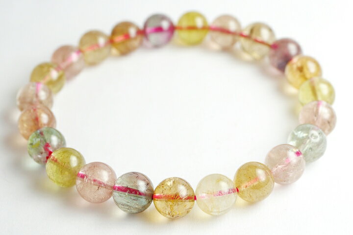 8mmキャンディーカラーマルチトルマリンブレスレット　アフガニスタン産