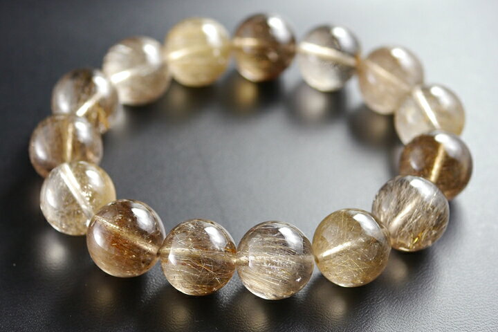 ルチル クォーツ ブレスレット 超レア品！14mm乙女水晶ブレスレット