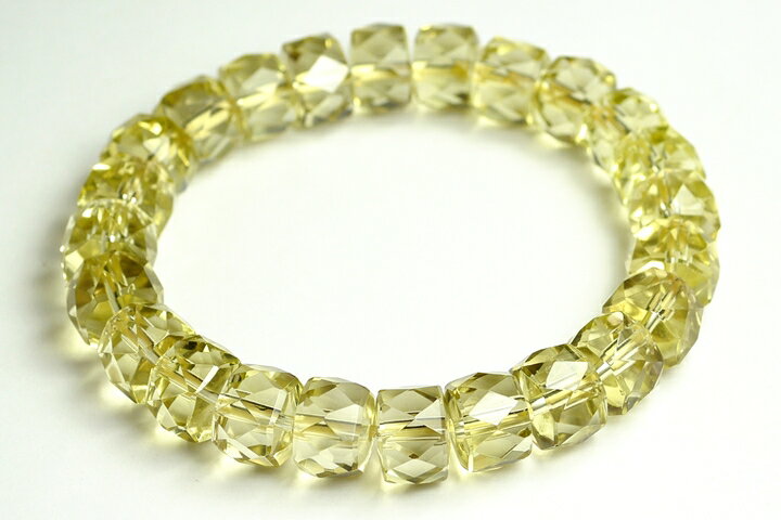 5A最高品質10mmグリーンメタモルフォーゼス(オウロベルデクォーツ)カットブレスレット