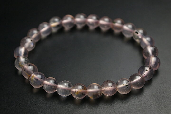 7mmパイライトインローズクォーツブレス ディープカラーファイナルグレード　マダガスカル産