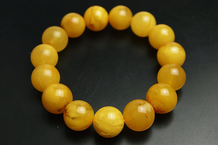 12mmハニーアンバー(蜜蝋琥珀)ブレスレット　プレミアムグレード
