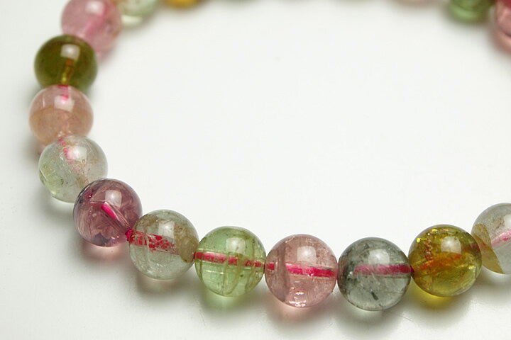 7.5mm12Aキャンディーカラーマルチトルマリンブレスレット　アフガニスタン産