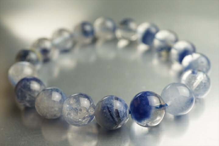 12mmブルーガーデンクォーツ(デュモルチェライトインクォーツ)ブレスレット　プレミアムグレード