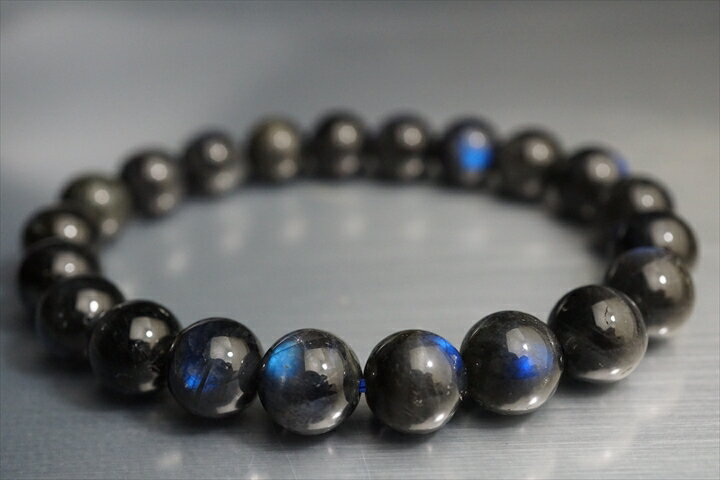 9.5mmキャッツアイブラックラブラドライトブレスレット　ファイナルグレード++　マダガスカル産