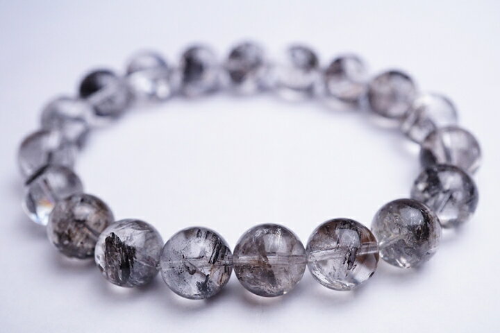 10mmハーキマー水晶ブレスレット　タール入り　アメリカニューヨーク産　ハーキマーダイヤモンドブレスレット