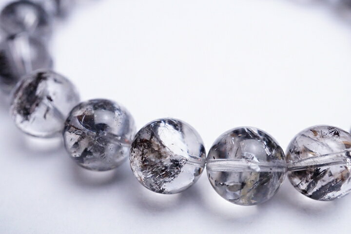 10mmハーキマー水晶ブレスレット　タール入り　アメリカニューヨーク産　ハーキマーダイヤモンドブレスレット