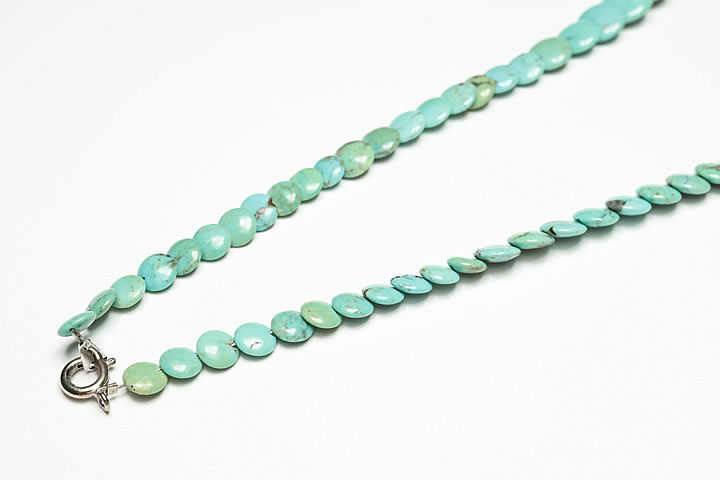 6〜15mmターコイス平ボタン ネックレス