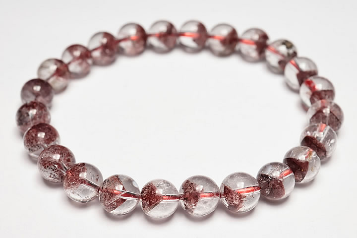 7.5mmレッドファントムクォーツブラジル産ブレスレット　プレミアムグレード