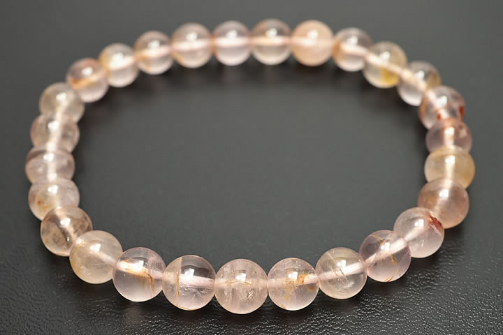 7mmゴールデンオーラローズクォーツブレス ディープカラーファイナルグレード　マダガスカル産