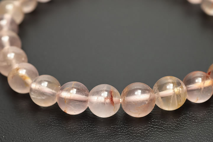 7mmゴールデンオーラローズクォーツブレス ディープカラーファイナルグレード　マダガスカル産