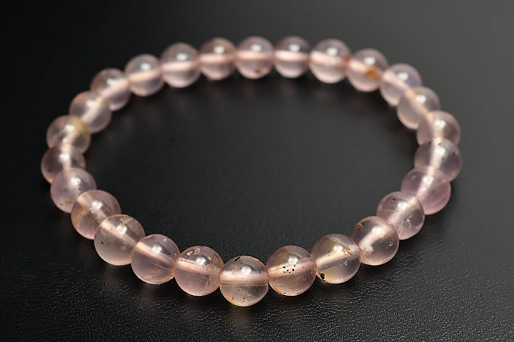 7mmパイライトインローズクォーツブレス ディープカラーファイナルグレード　マダガスカル産