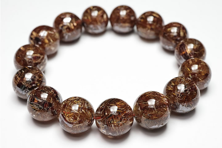 15mm花火レッドルチルブレスレット レア品