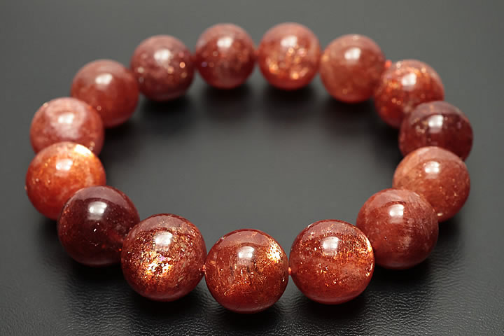 14.5mm最高級タンザニアサンストーンブレスレット ファイナルグレード++++