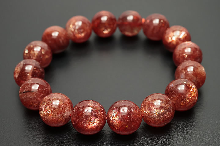 12.5mm最高級タンザニアサンストーンブレスレット ファイナルグレード++++