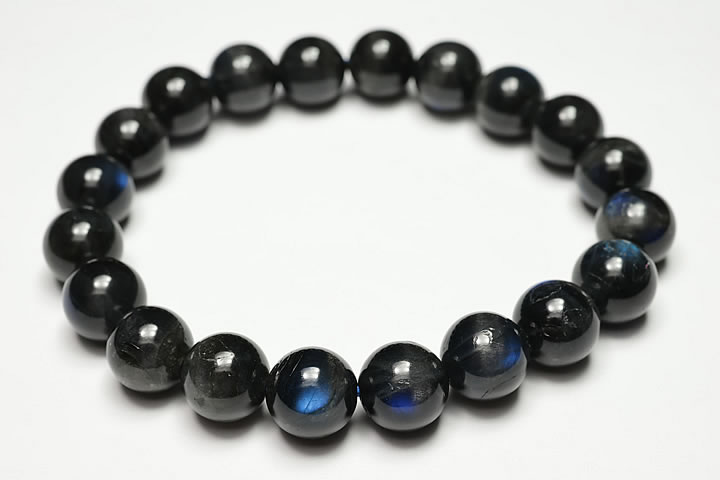Labradrite - 10mmブラックラブラドライトブレスレット ファイナルグレード++ マダガスカル産