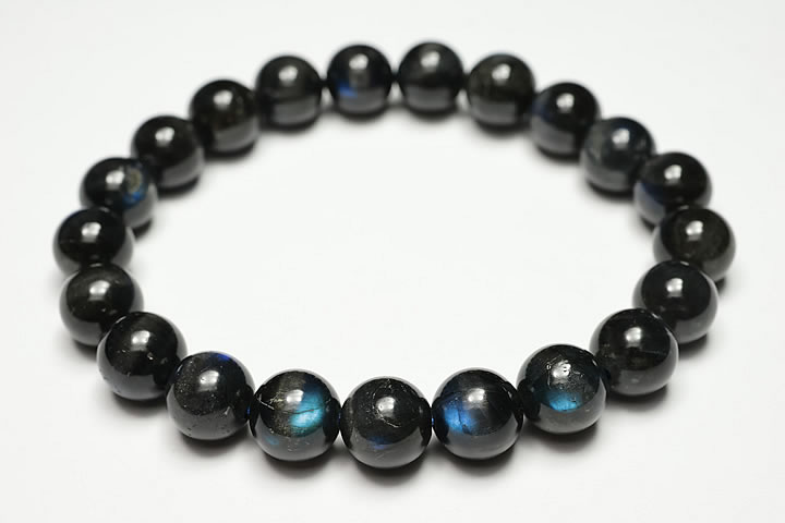 Labradrite - 9mmブラックラブラドライトブレスレット ファイナルグレード++ マダガスカル産