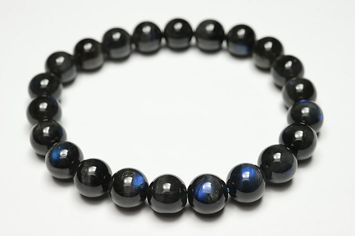 Labradrite - 8.5mmブラックラブラドライトブレスレット ファイナルグレード++ マダガスカル産