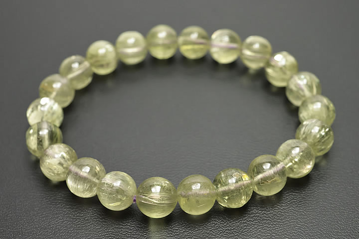 8mmグリーンクンツァイト(ヒデナイト)ブレスレット 宝石質グレード