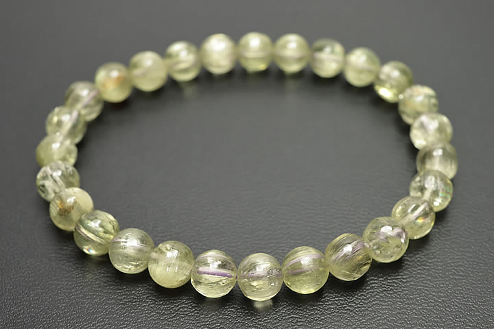 6.5mmグリーンクンツァイト(ヒデナイト)ブレスレット 宝石質グレード