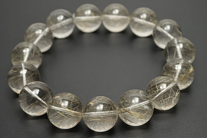 Rutile Quartz - 14.5mmシルバールチルブレスAAAAA